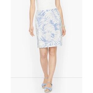 Talbots Palm Leaf Seersucker A Line Canvas Skirt Women’s 8 Preppy Coastal Summer